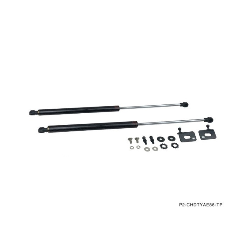 Phase 2 Motortrend (P2M) Carbon Fiber Series Engine Hood Bonnet Dampers Set - Toyota Corolla AE86