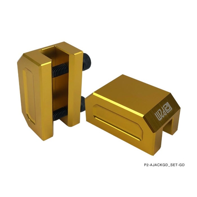 Phase 2 Motortrend (P2M) Gold Aluminum Frame Rail Jack Adapters Set - Universal