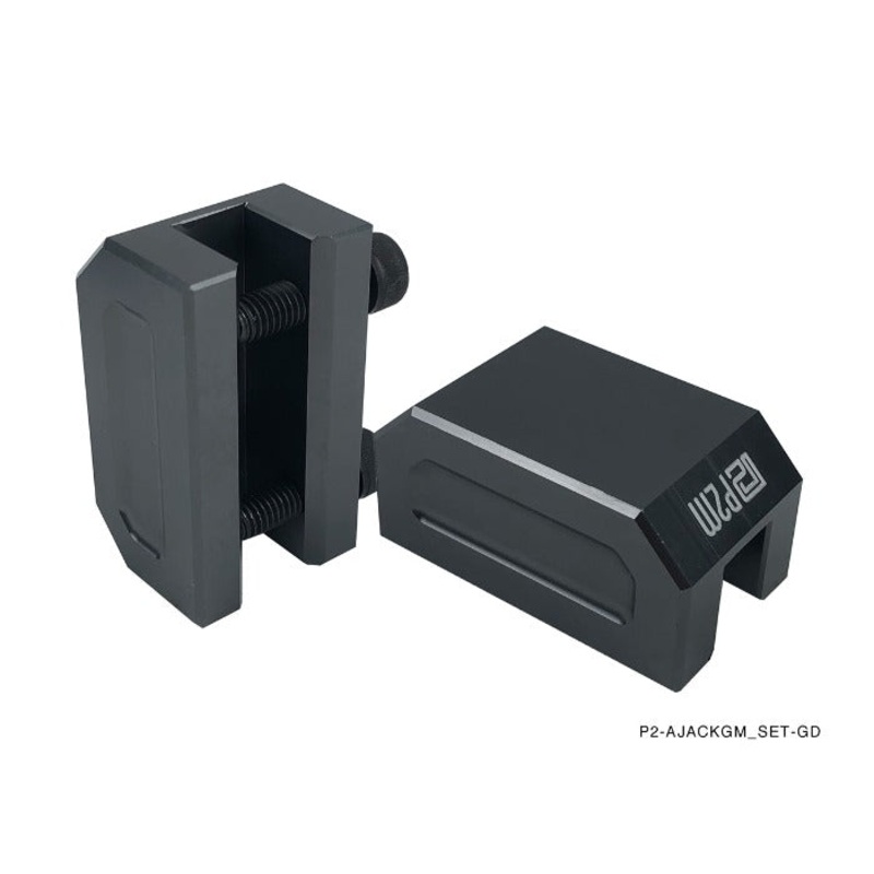 Phase 2 Motortrend (P2M) Gun Metal Aluminum Frame Rail Jack Adapters Set - Universal