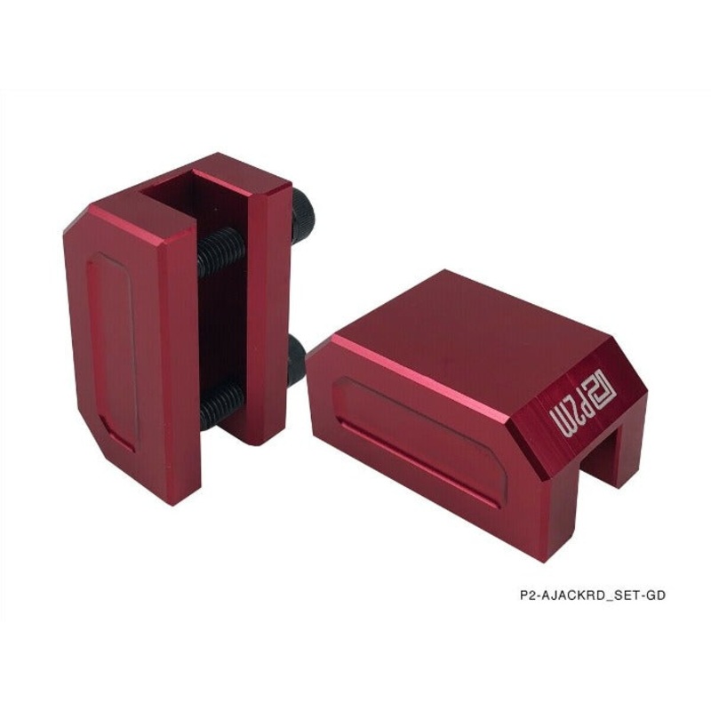 Phase 2 Motortrend (P2M) Red Aluminum Frame Rail Jack Adapters Set - Universal