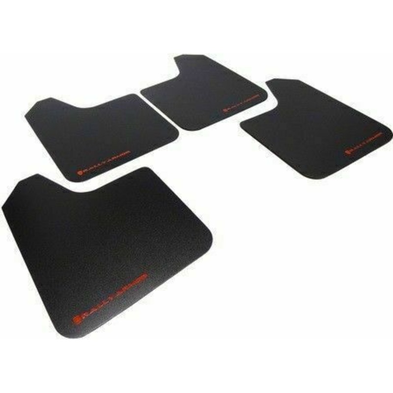 Rally Armor Basic UNIVERSAL Fitment Mud Flaps w/ Red Logo Lettering - Set of 4