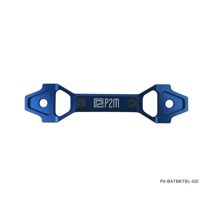 Phase 2 Motortrend (P2M) Blue Adjustable Billet Aluminum Battery Bracket - 130mm to 175mm