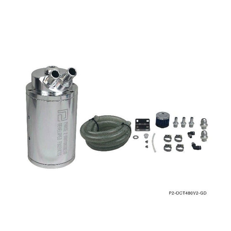 Phase 2 Motortrend (P2M) Oil Catch Tank Kit 480cc Large V2 - Universal