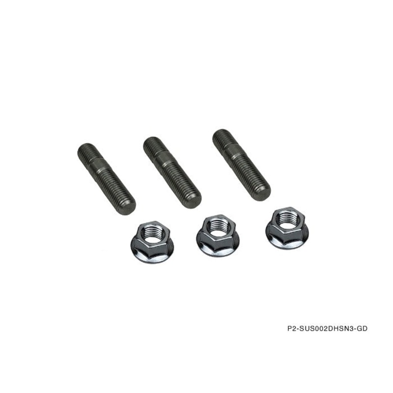 Phase 2 Motortrend (P2M) Stainless Double Head Exhaust Stud Nut M10x1.25 3pc Set