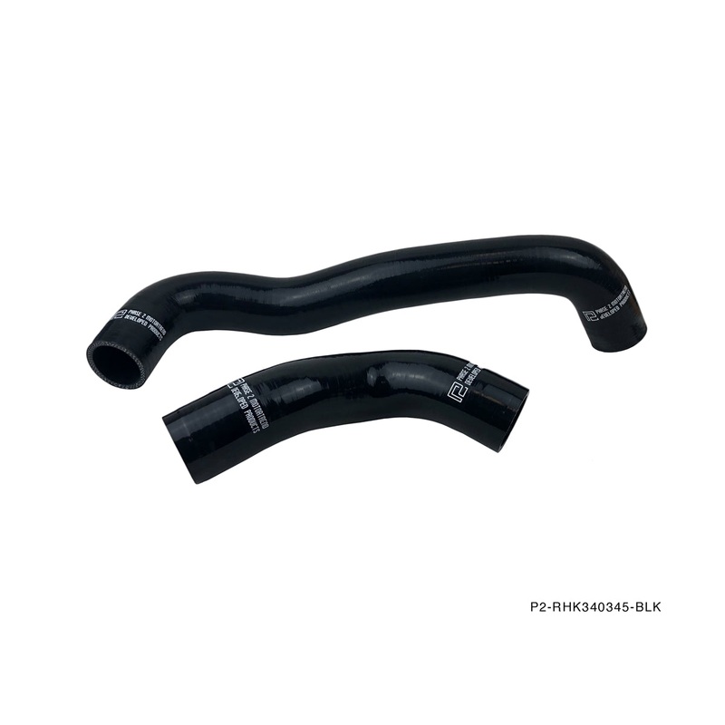 Phase 2 Motortrend (P2M) 3 Ply Silicone Reinforced Black Radiator Hoses - Mazda RX-7 13B (1989-1992)