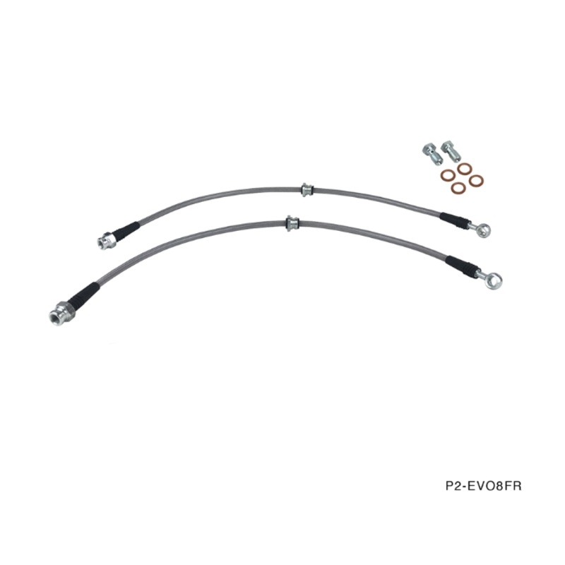 Phase 2 Motortrend (P2M) Stainless Steel Braided Front Brake Lines - Mitsubishi Lancer Evolution 8 VIII