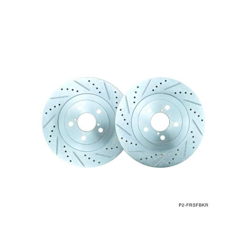 Phase 2 Motortrend (P2M) Zinc Coated Slotted Drilled Front Brake Rotors - Scion FR-S (2012-2016)