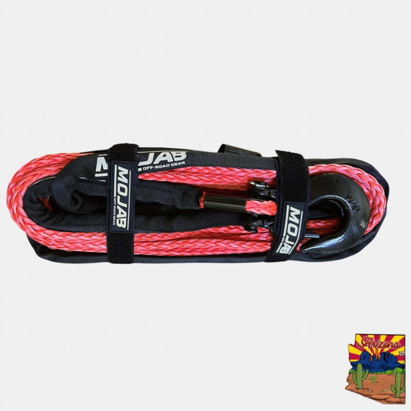 3/8'' x 85' Synthetic Winch Rope with Removeable forged winch hook