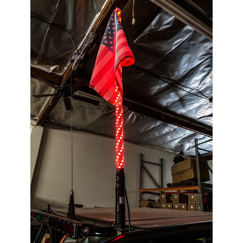 3' RGB Multicolor Lighted Whip With Quick Release Base & Remote