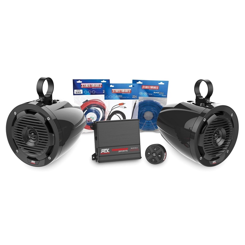 Universal Bluetooth Audio Package with Amplifier and 2 Roll Cage Speakers
