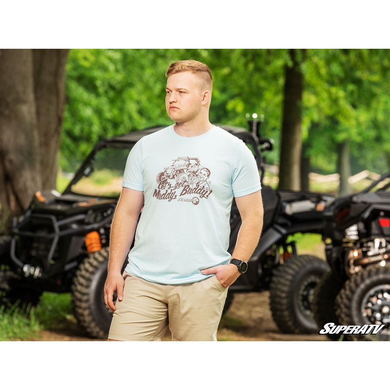 SuperATV Muddy Buddy Heather Ice Blue Unisex T-Shirt