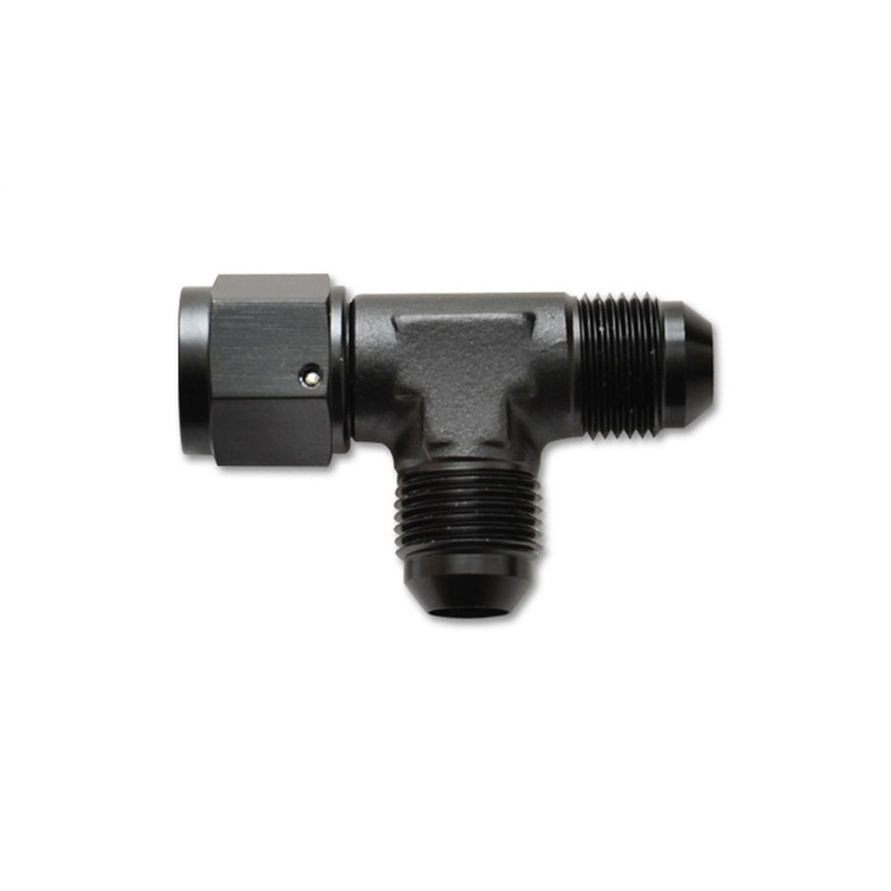 Tee Fitting; Size: -3AN; w/-3AN Female Swivel; 6061 Aluminum; Anodized Black; - CFRI736074211