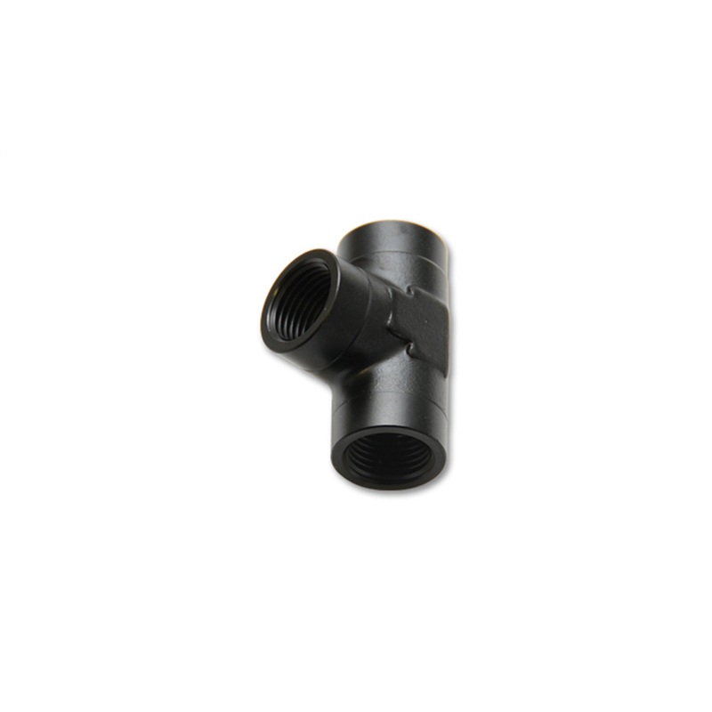 Female Pipe Tee Adapter; Size: 1/4in. NPT; 6061 Aluminum; Anodized Black; - CFRI736073920