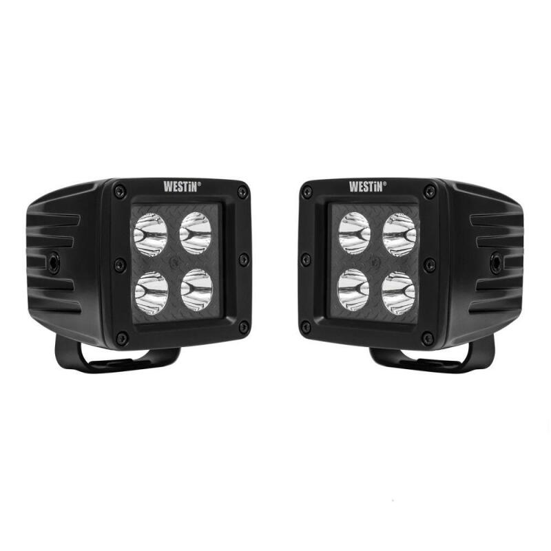 Westin HyperQ LED Auxiliary Lights 3in x 3in cube 20w Flood - Black
