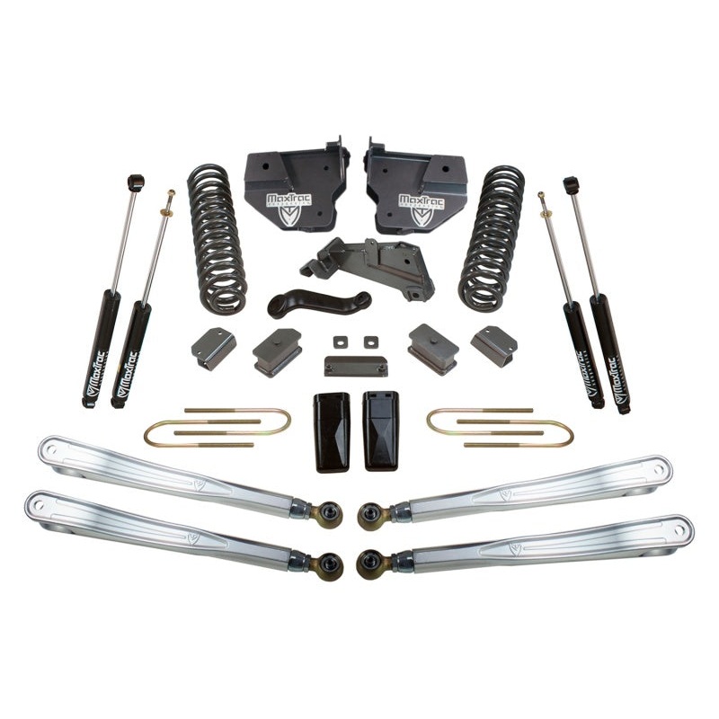 MaxTrac 13-18 RAM 3500 4WD 4in/1in MaxPro Coil Lift Kit w/4-Link Arms & MaxTrac Shocks