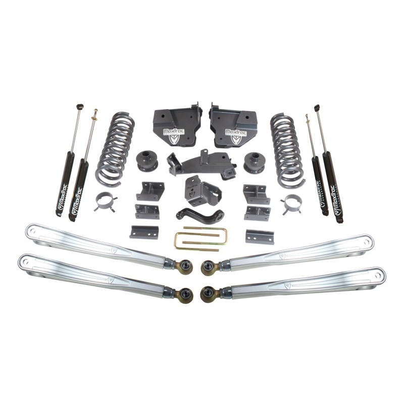 MaxTrac 14-18 RAM 2500 4WD 4in/1in MaxPro Coil Lift Kit w/4-Link Arms & MaxTrac Shocks