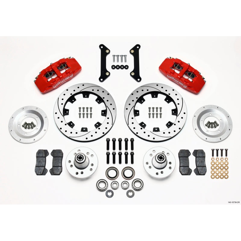 Wilwood Dynapro 6 Front Hub Kit 12.19in Drilled Red 70-78 Camaro