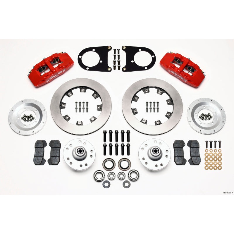 Wilwood Dynapro 6 Front Hub Kit 12.19in Red 37-48 Ford Psgr. Car Spindle