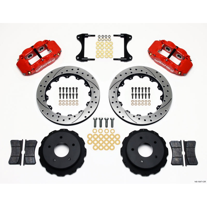 Wilwood Narrow Superlite 4R Rear Kit 12.88in Drilled Red 65-82 Corvette C2/C3
