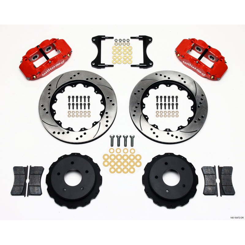 Wilwood Narrow Superlite 4R Rear Kit 14.00in Drill Red 65-82 Corvette C2/C3