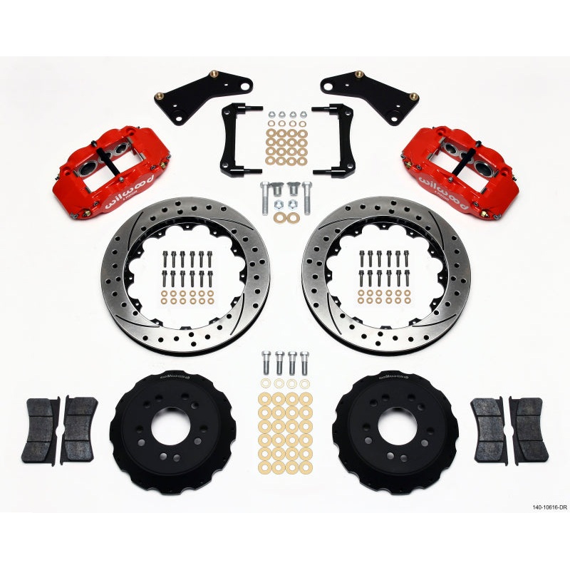 Wilwood Narrow Superlite 6R Front Hat Kit 13.06in Drill Red 65-82 Corvette C2/C3