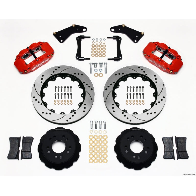 Wilwood Narrow Superlite 6R Front Hat Kit 14.00in Drill Red 65-82 Corvette C2/C3