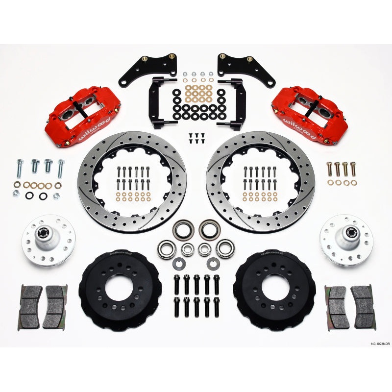 Wilwood Narrow Superlite 6R Front Hub Kit 12.88in Drill Red Large GM 57-70 Drop Spindle