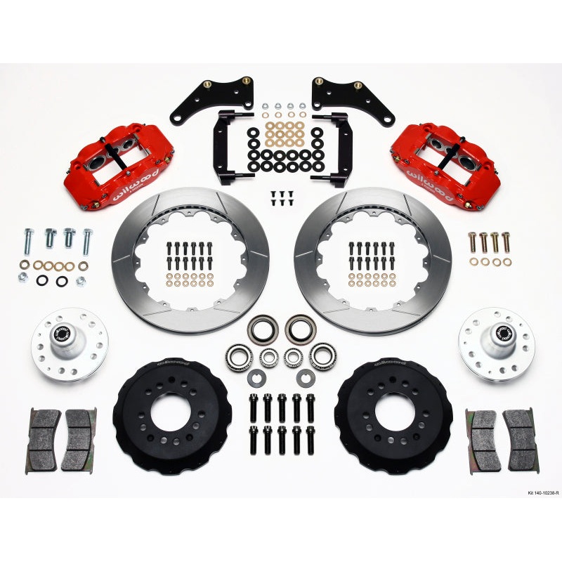 Wilwood Narrow Superlite 6R Front Hub Kit 12.88in Red Large GM 57-70 Drop Spindle