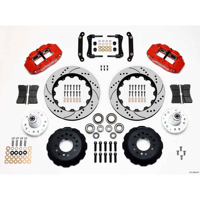 Wilwood Narrow Superlite 6R Front Hub Kit 14.00in Drill Red 70-78 Camaro