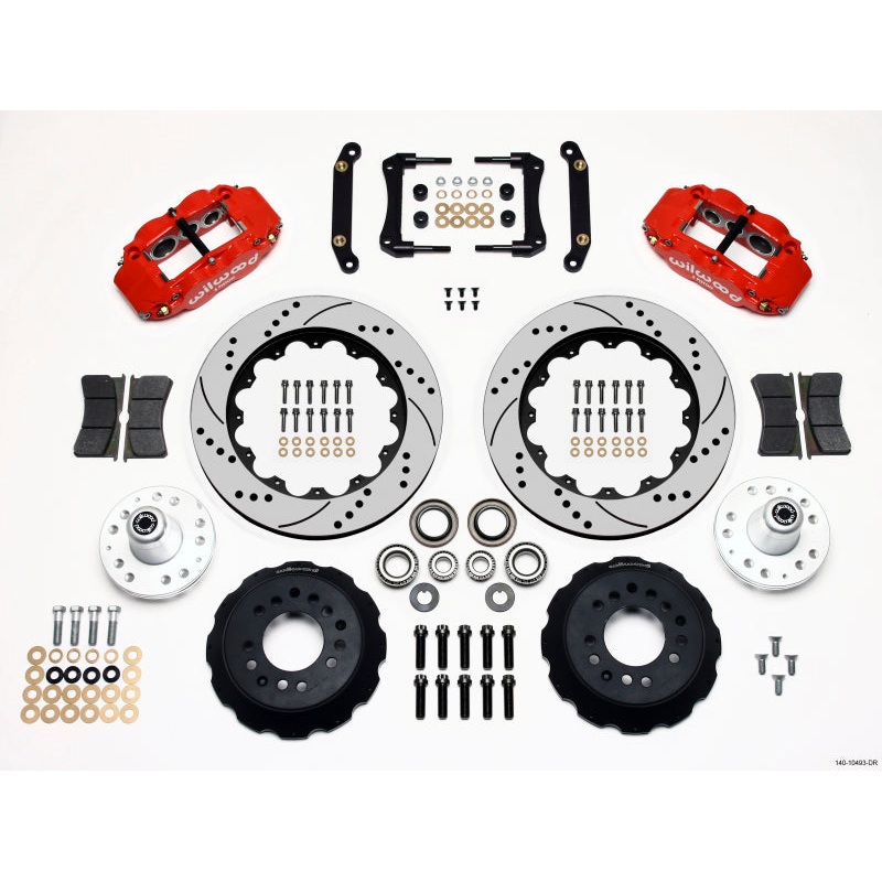 Wilwood Narrow Superlite 6R Front Hub Kit 14.00in Drill Red 79-81 Camaro