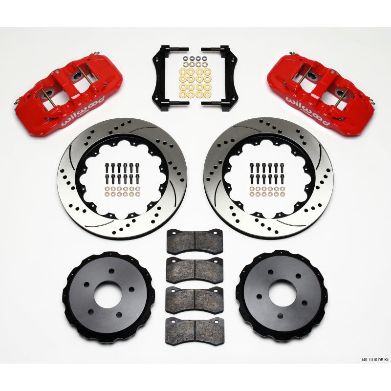 Wilwood AERO4 Rear Kit 14.00in Drilled Red 97-04 Corvette C5/Z06 05-13 C6