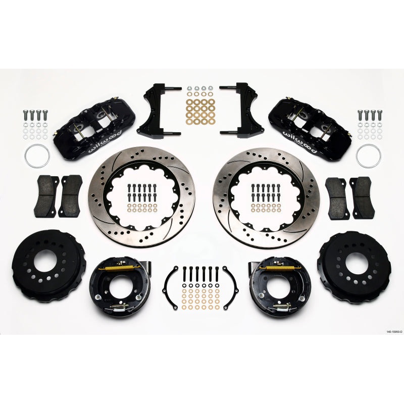 Wilwood AERO4 Rear P-Brake Kit 14.00in Drilled 2005-2014 Mustang