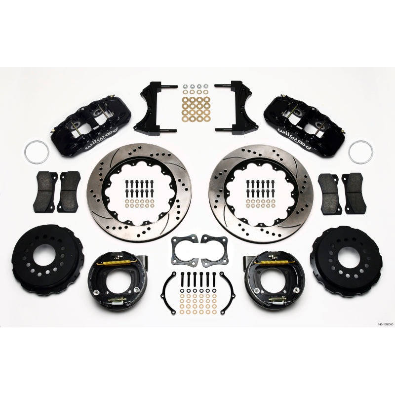Wilwood AERO4 Rear P-Brake Kit 14.00in Drilled 58-64 Olds/Pontiac Ends 2.81in Offset