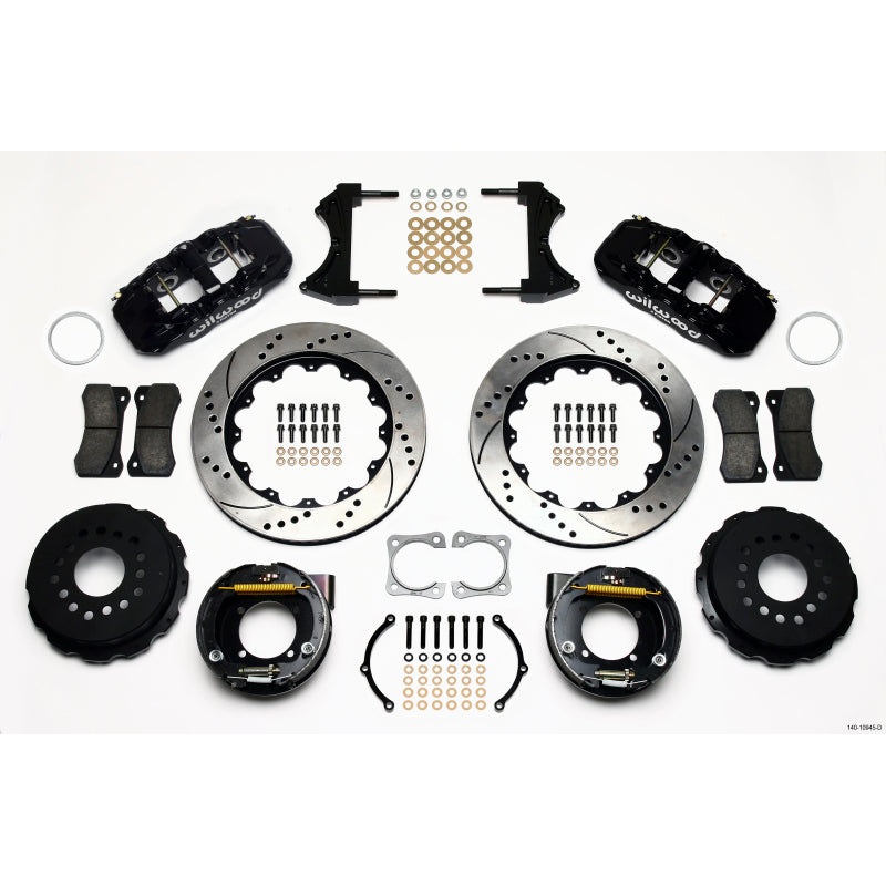 Wilwood AERO4 Rear P-Brake Kit 14.00in Drilled Chevy 12 Bolt-Spec 3.15in Brng