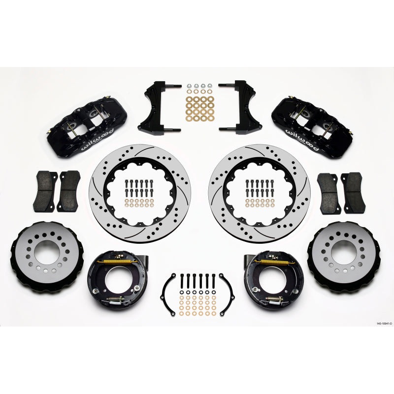 Wilwood AERO4 Rear P-Brake Kit 14.00in Drilled Chevy C-10 2.42 Offset 5-lug