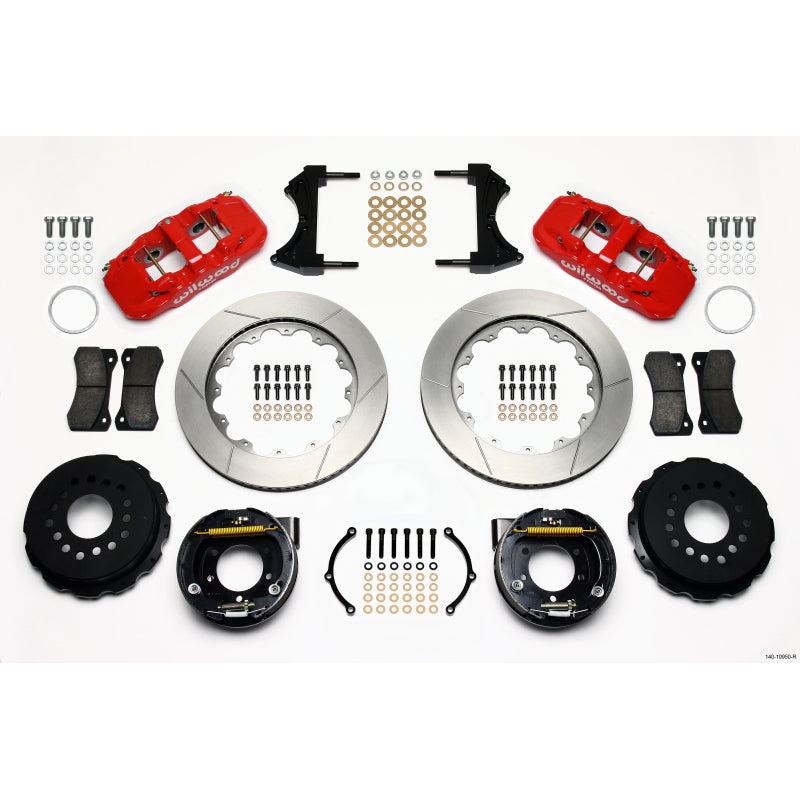 Wilwood AERO4 Rear P-Brake Kit 14.00in Red 2005-2014 Mustang