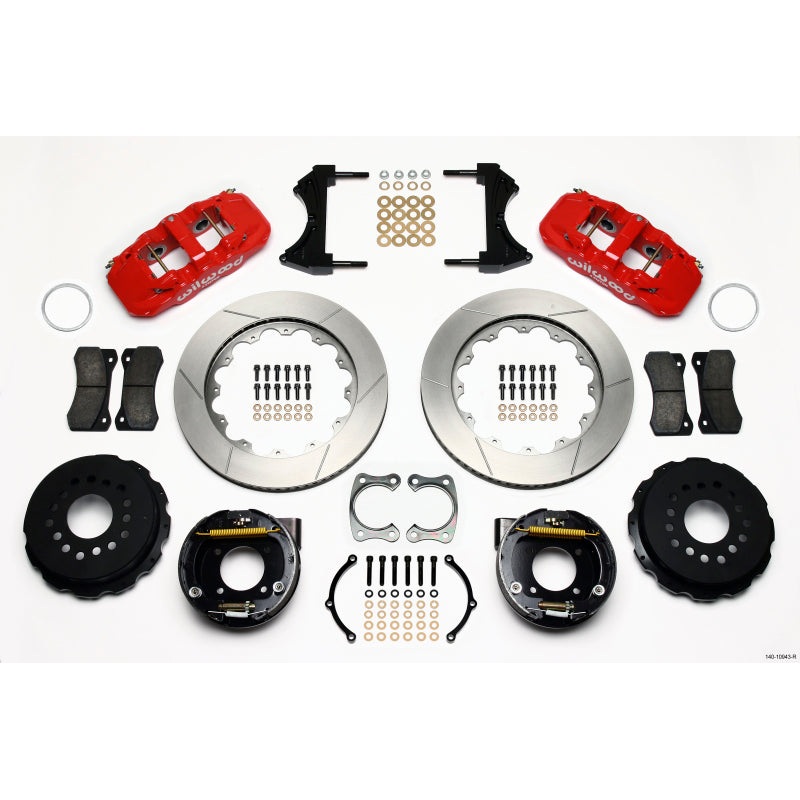 Wilwood AERO4 Rear P-Brake Kit 14.00in Red Chevy 12 Bolt w/ C-Clips