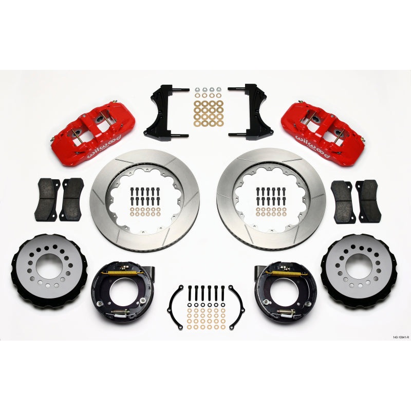 Wilwood AERO4 Rear P-Brake Kit 14.00in Red Chevy C-10 2.42 Offset 5-lug