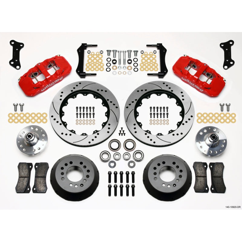 Wilwood AERO6 Front Hub Kit 14.00 Drilled Red 67-69 Camaro 64-72 Nova Chevelle