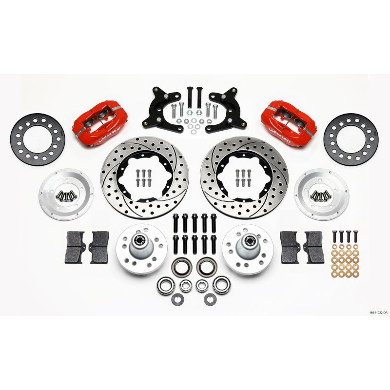 Wilwood Forged Dynalite Front Kit 11.00in Drilled Red 62-72 CDP A Body - 9in Drum