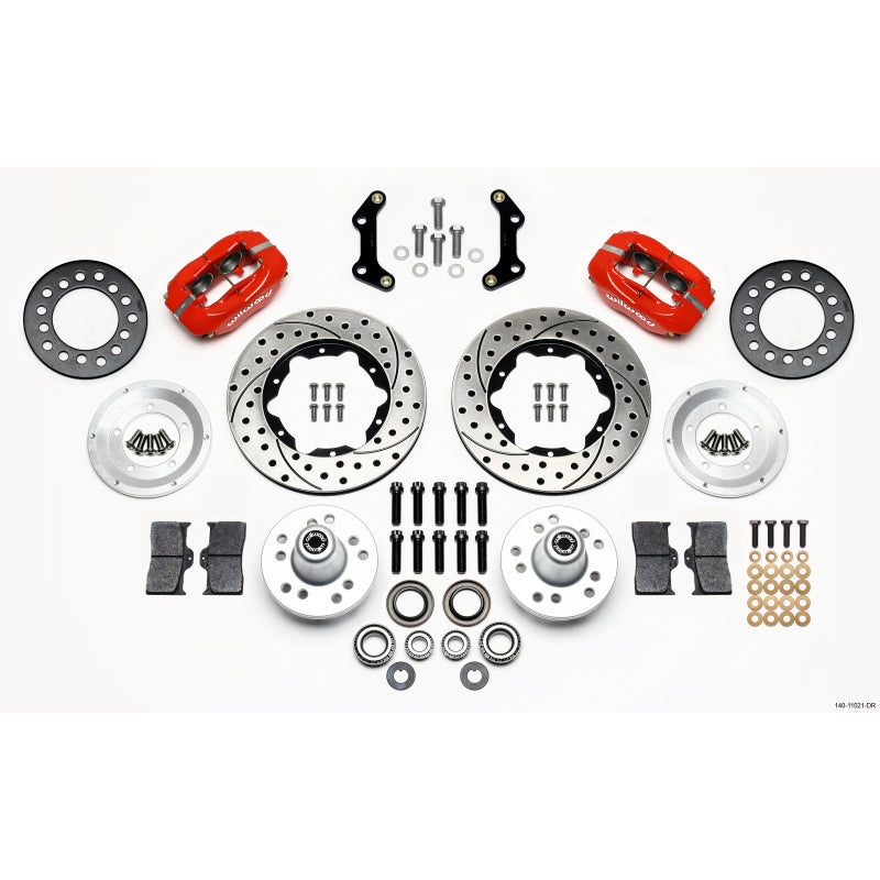 Wilwood Forged Dynalite Front Kit 11.00in Drilled Red 70-72 CDP B & E Body-Disc