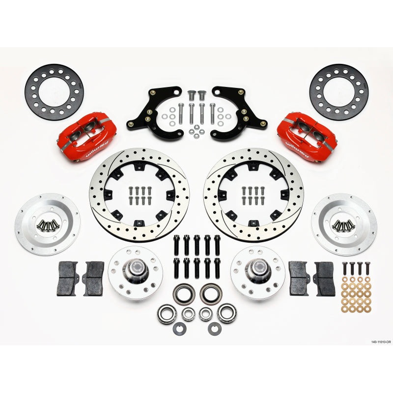 Wilwood Forged Dynalite Front Kit 11.75in Drilled Red 55-57 Chevy