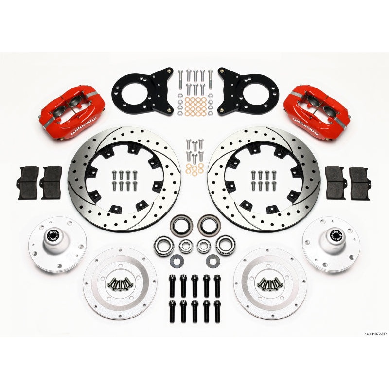 Wilwood Forged Dynalite Front Kit 12.19in Drill Red 1965-1969 Mustang Disc & Drum Spindle