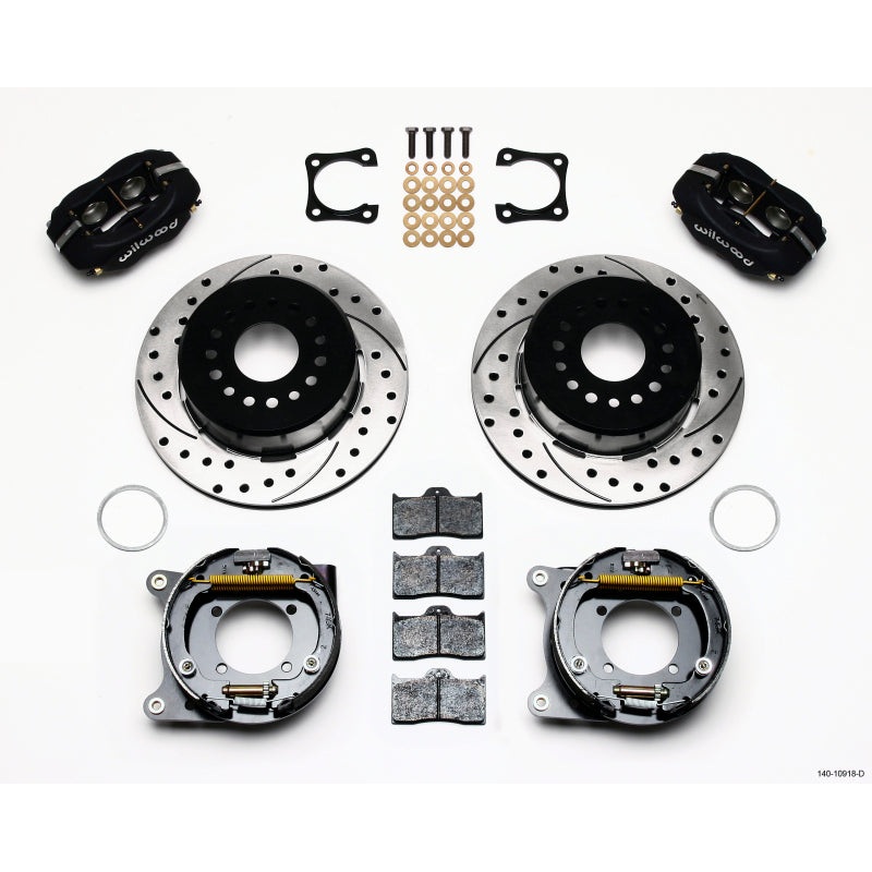 Wilwood Forged Dynalite P/S Park Brake Kit Drilled Chevy 12 Bolt-Spec 3.15in Brng Stggrd mt