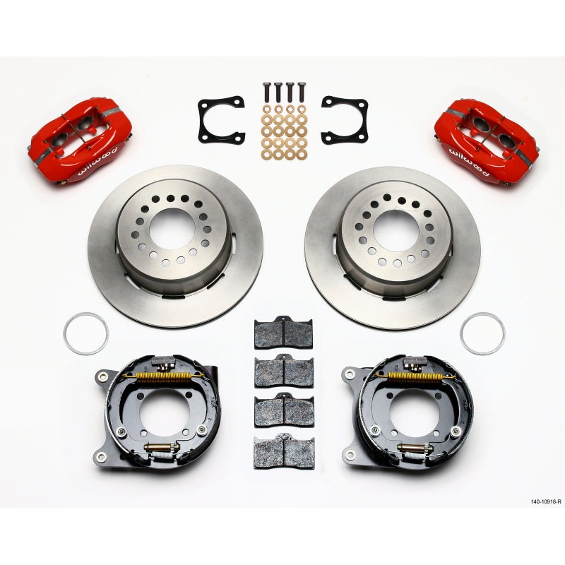 Wilwood Forged Dynalite P/S Park Brake Kit Red Chevy 12 Bolt-Spec 3.15in Brng Stggrd mt