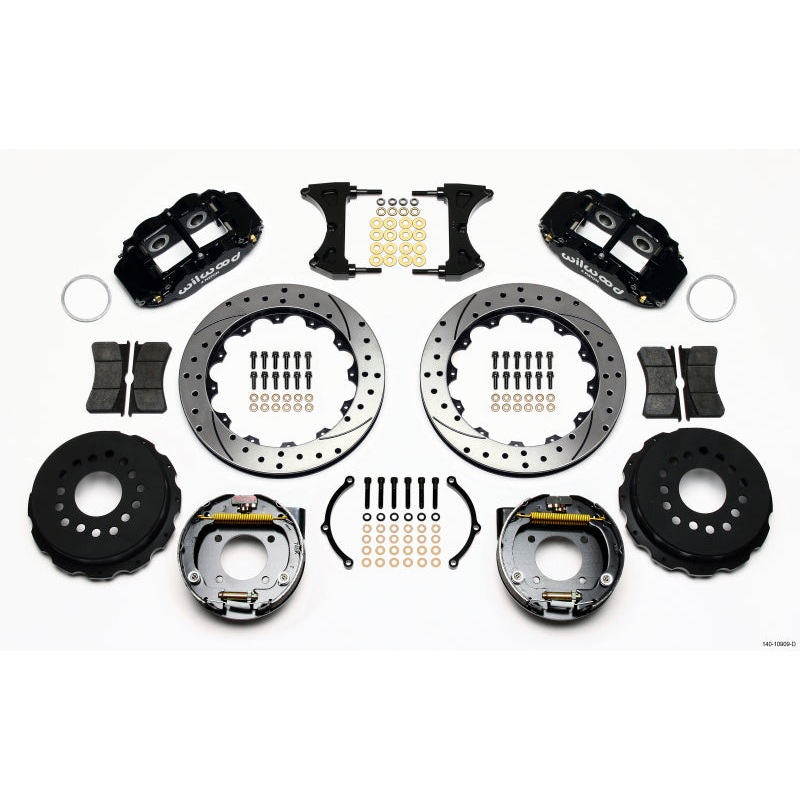Wilwood Narrow Superlite 4R Rear P-Brk Kit 12.88in Drilled Chevy 12 Bolt-Spec 3.15in Brng Front mt