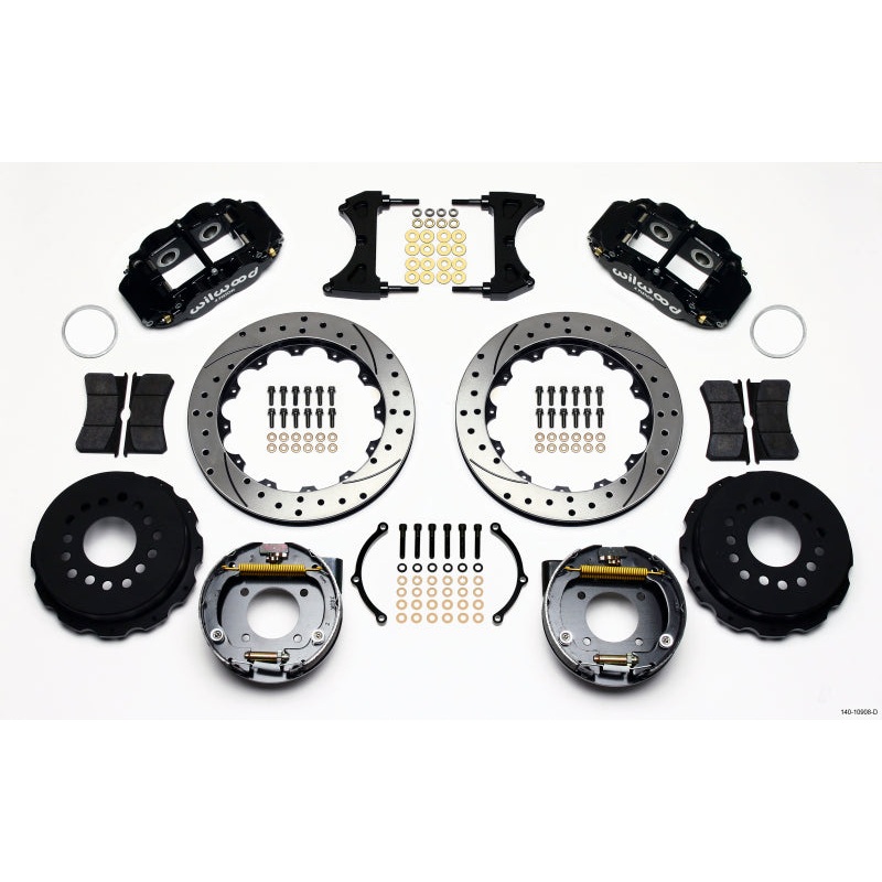 Wilwood Narrow Superlite 4R Rear P-Brk Kit 12.88in Drilled Chevy 12 Bolt w/ C-Clips Stggrd mt