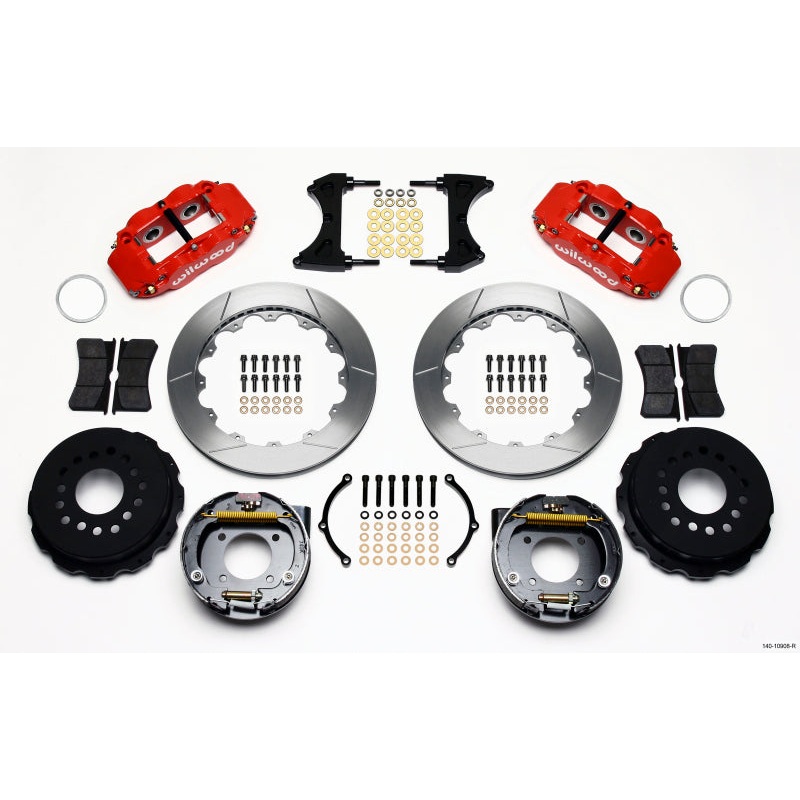 Wilwood Narrow Superlite 4R Rear P-Brk Kit 12.88in Red Chevy 12 Bolt w/ C-Clips Stggrd mt