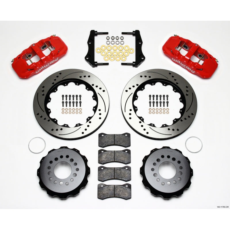 Wilwood AERO4 Rear Kit 14.25in Drilled Red 2006-10 Magnum/Challngr/Chrgr/300C