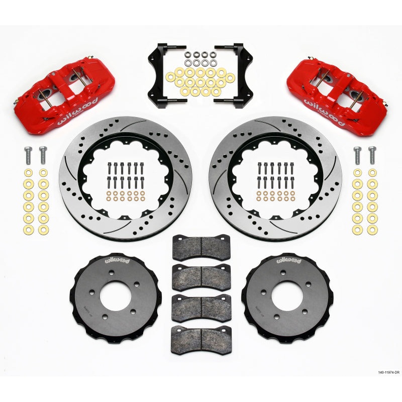 Wilwood AERO6 Front Hat Kit 14.00 Drilled Red 99-06 BMW E46